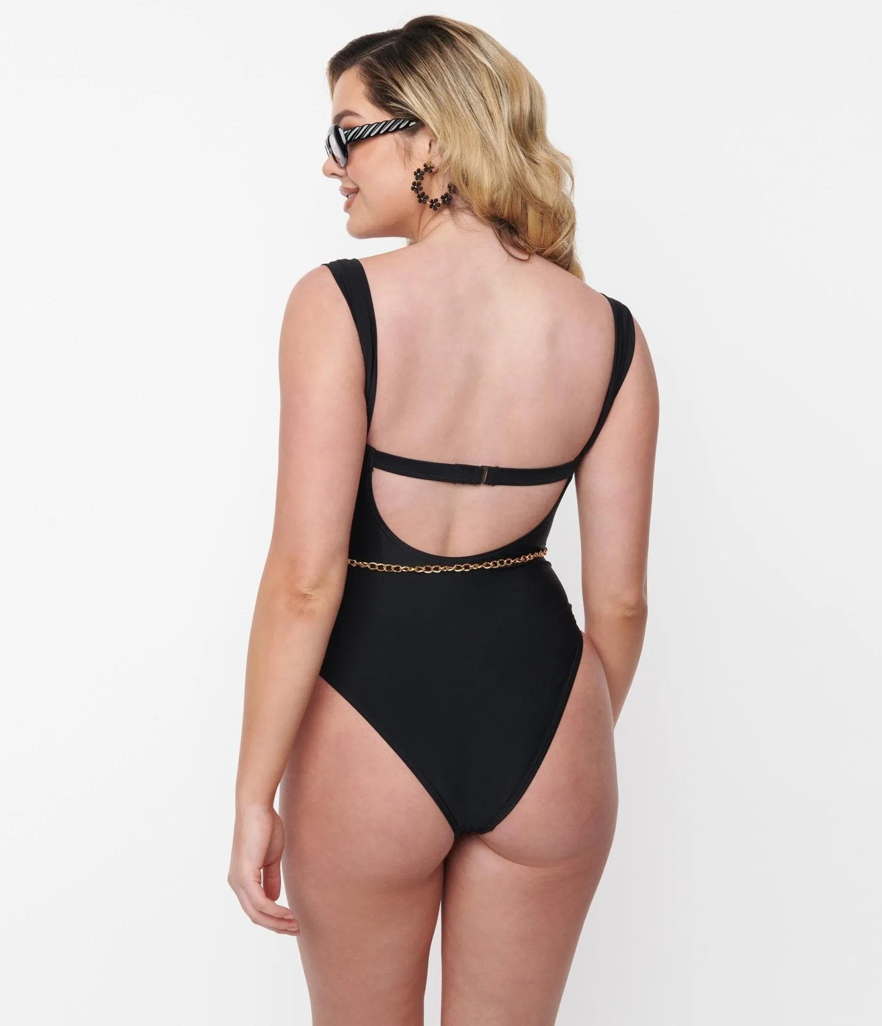 Black & Gold Chain Resort One Piece Swimsuit