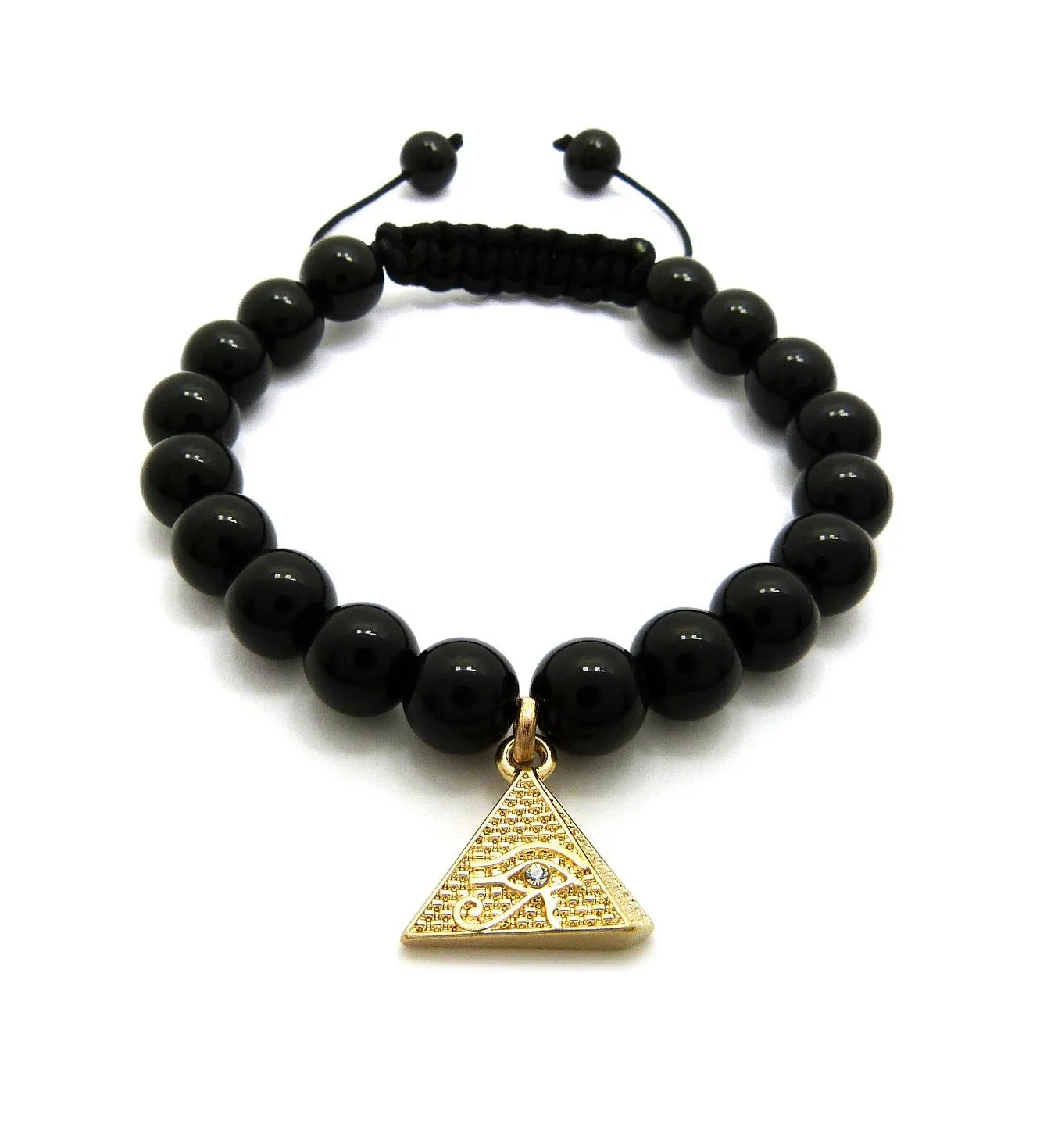 Black Bead Bracelet (Pyramid)