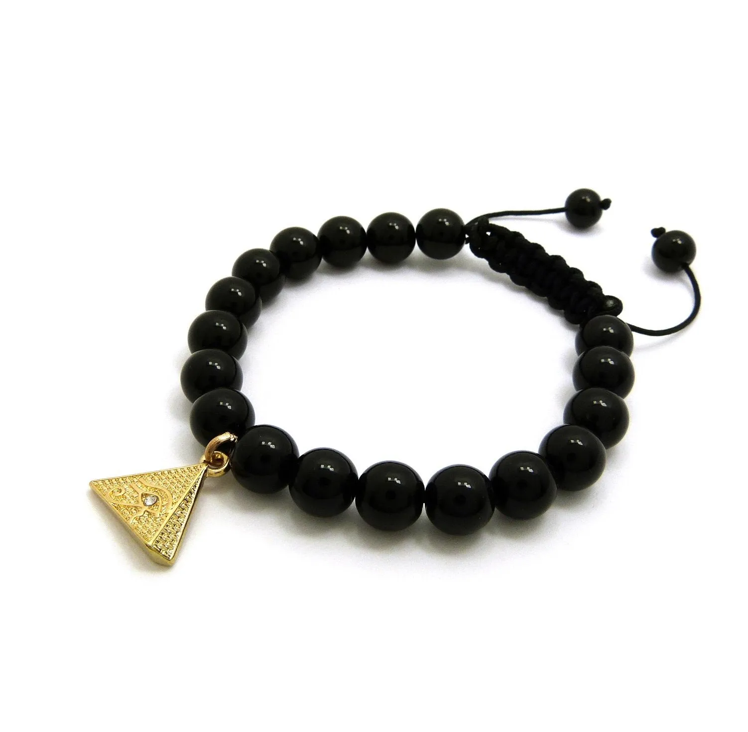 Black Bead Bracelet (Pyramid)