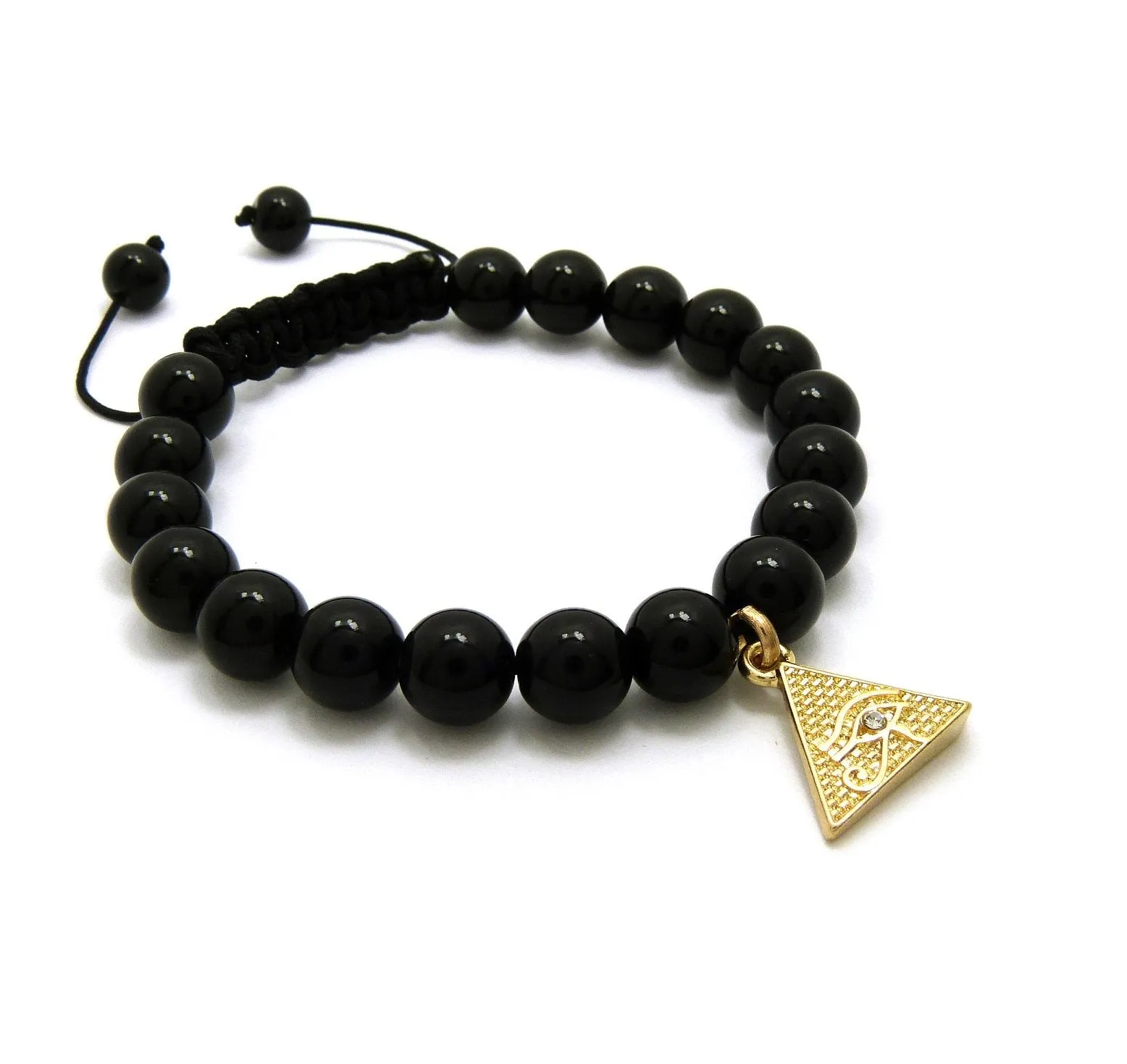 Black Bead Bracelet (Pyramid)