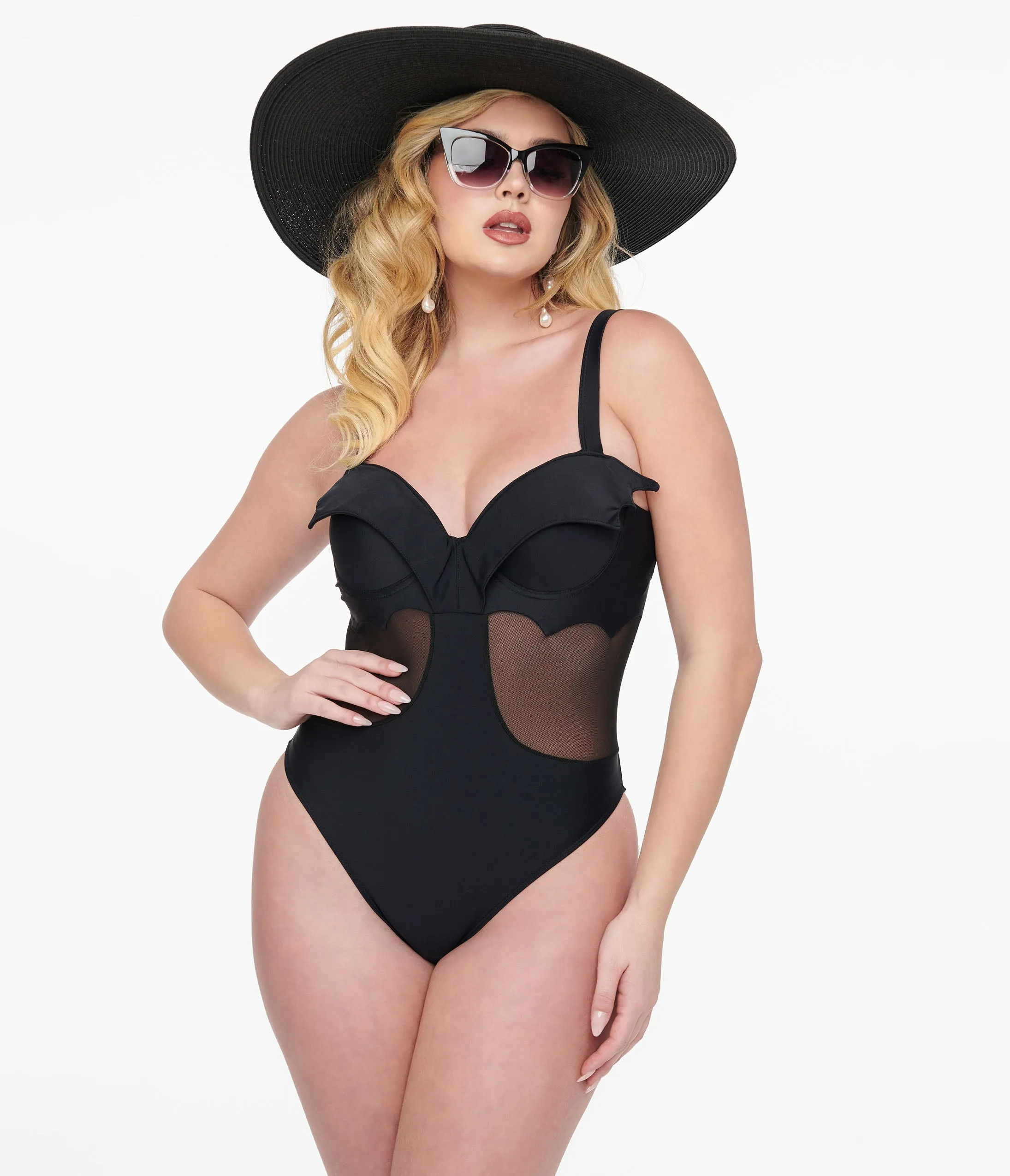 Black Shady Shore One Piece Swimsuit & Coverup Set