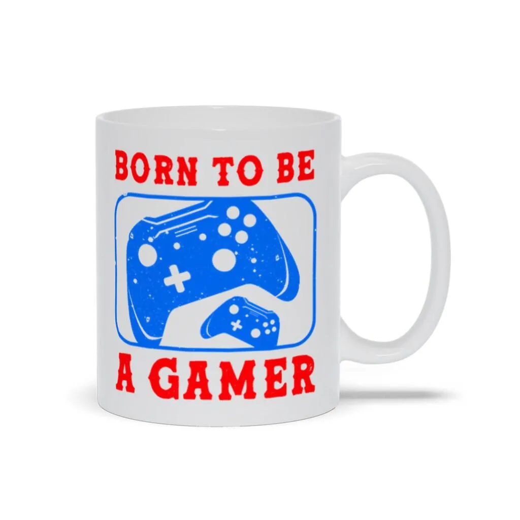 Born To Be A Gamer White Mugs,Video Game mug, Online Gamer Gift, Game Controller, Video Game Lover, Boys Teens Gaming,