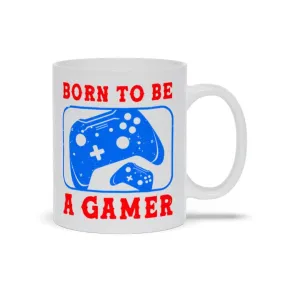 Born To Be A Gamer White Mugs,Video Game mug, Online Gamer Gift, Game Controller, Video Game Lover, Boys Teens Gaming,