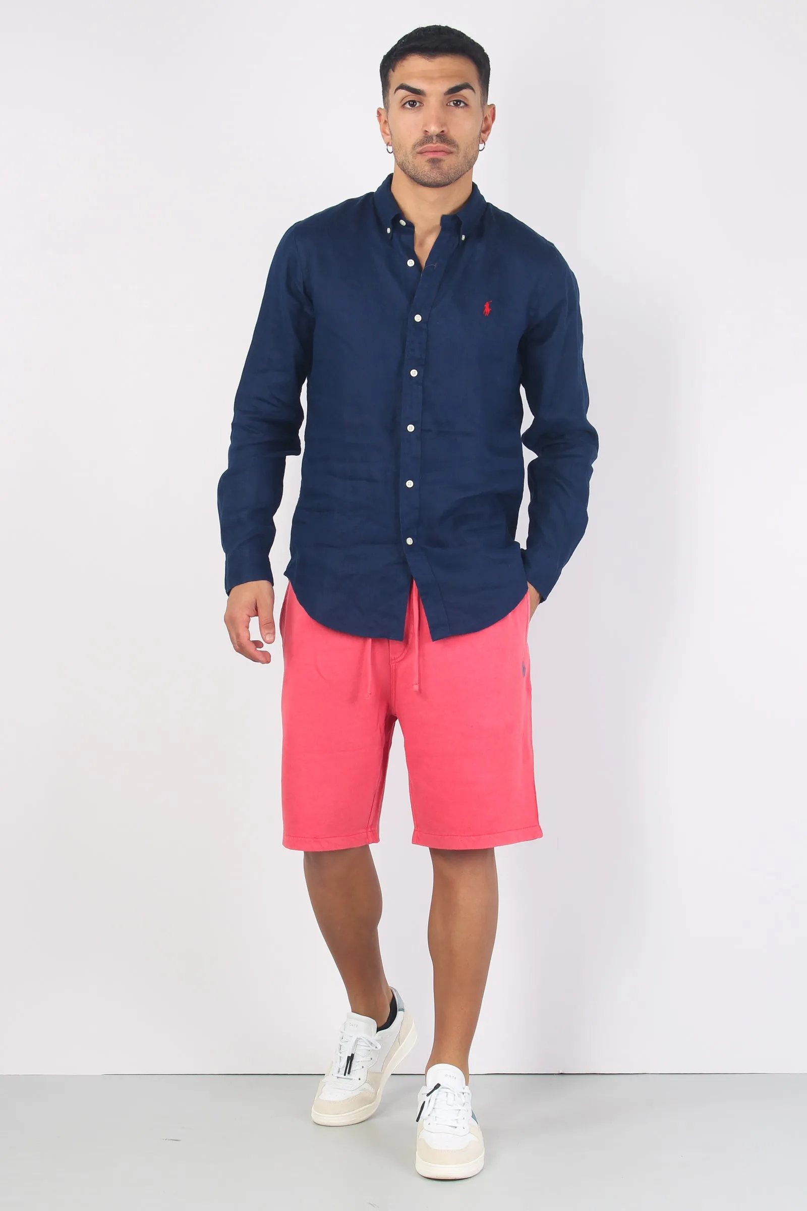 Camicia Lino Slim Fit Newport Navy