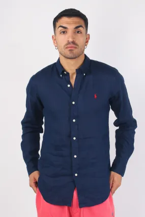 Camicia Lino Slim Fit Newport Navy