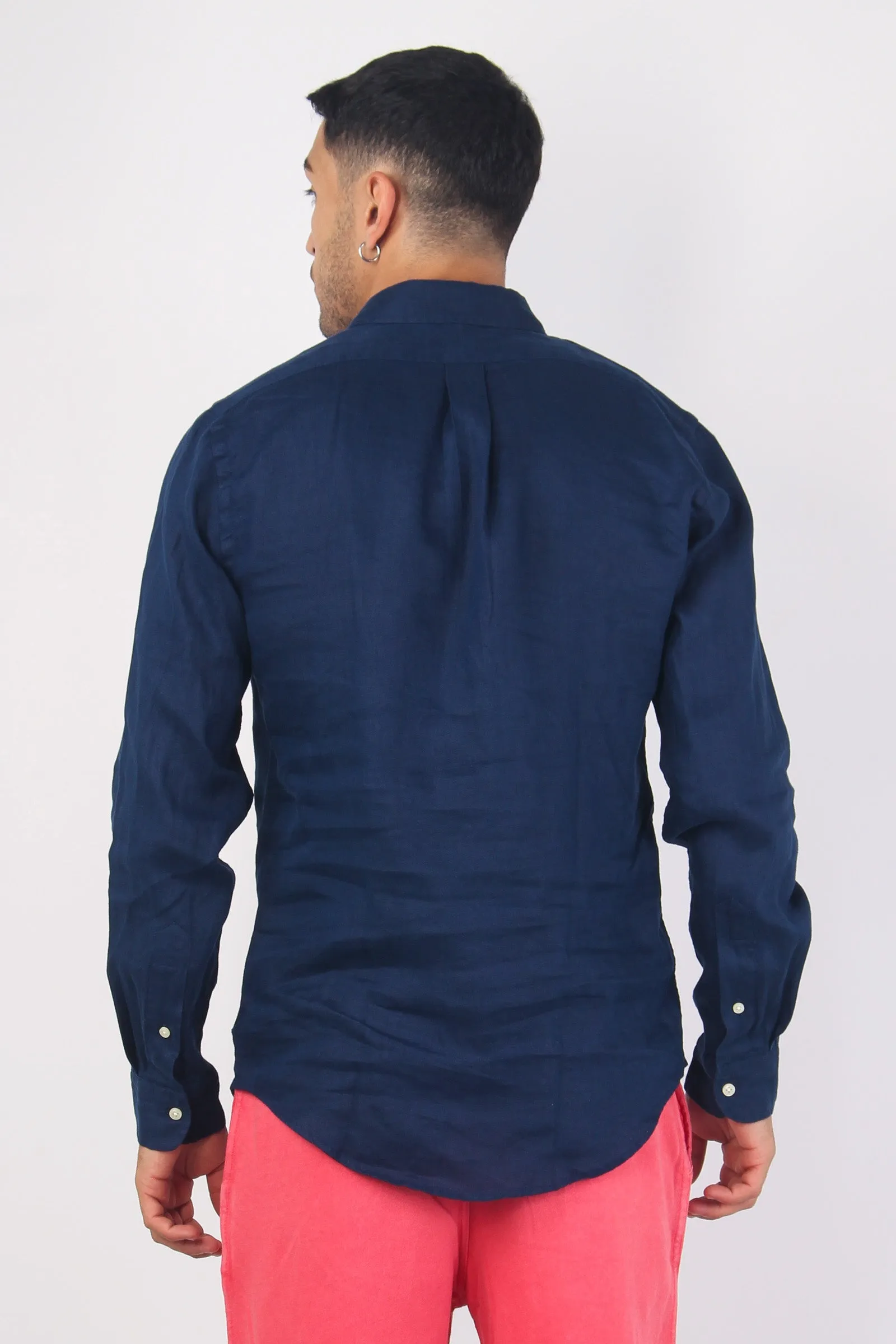 Camicia Lino Slim Fit Newport Navy