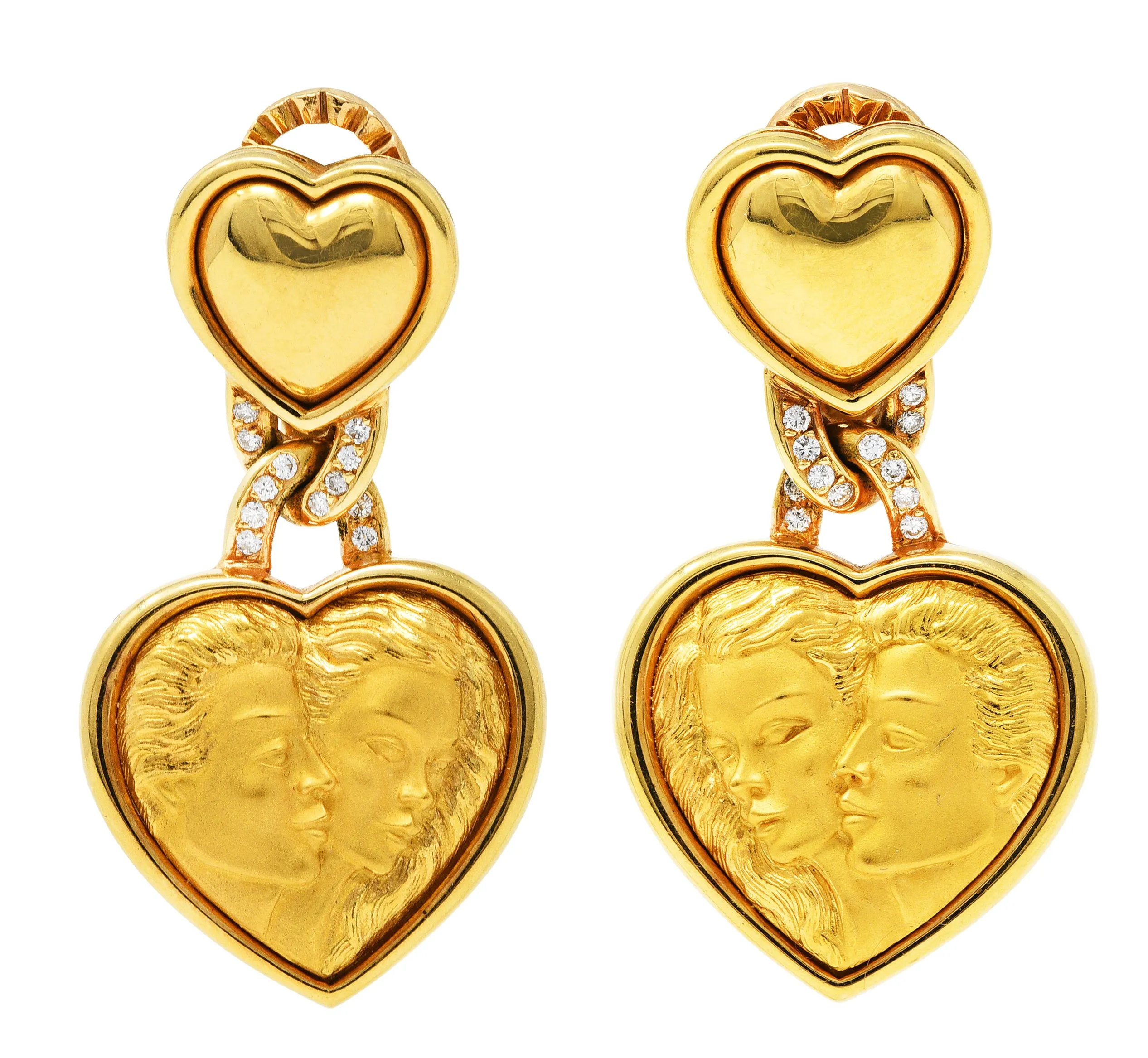Carrera Y Carrera Diamond 18 Karat Gold Romeo & Juliet Heart Earrings