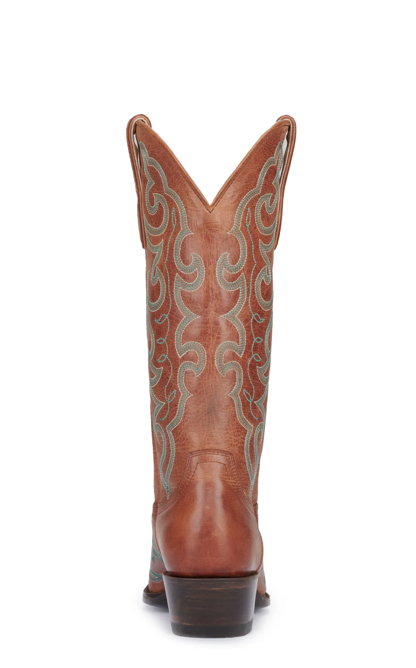 Cavender's Women's Brass Brown with Turquoise Embroidery Snip Toe Cowboy Boots