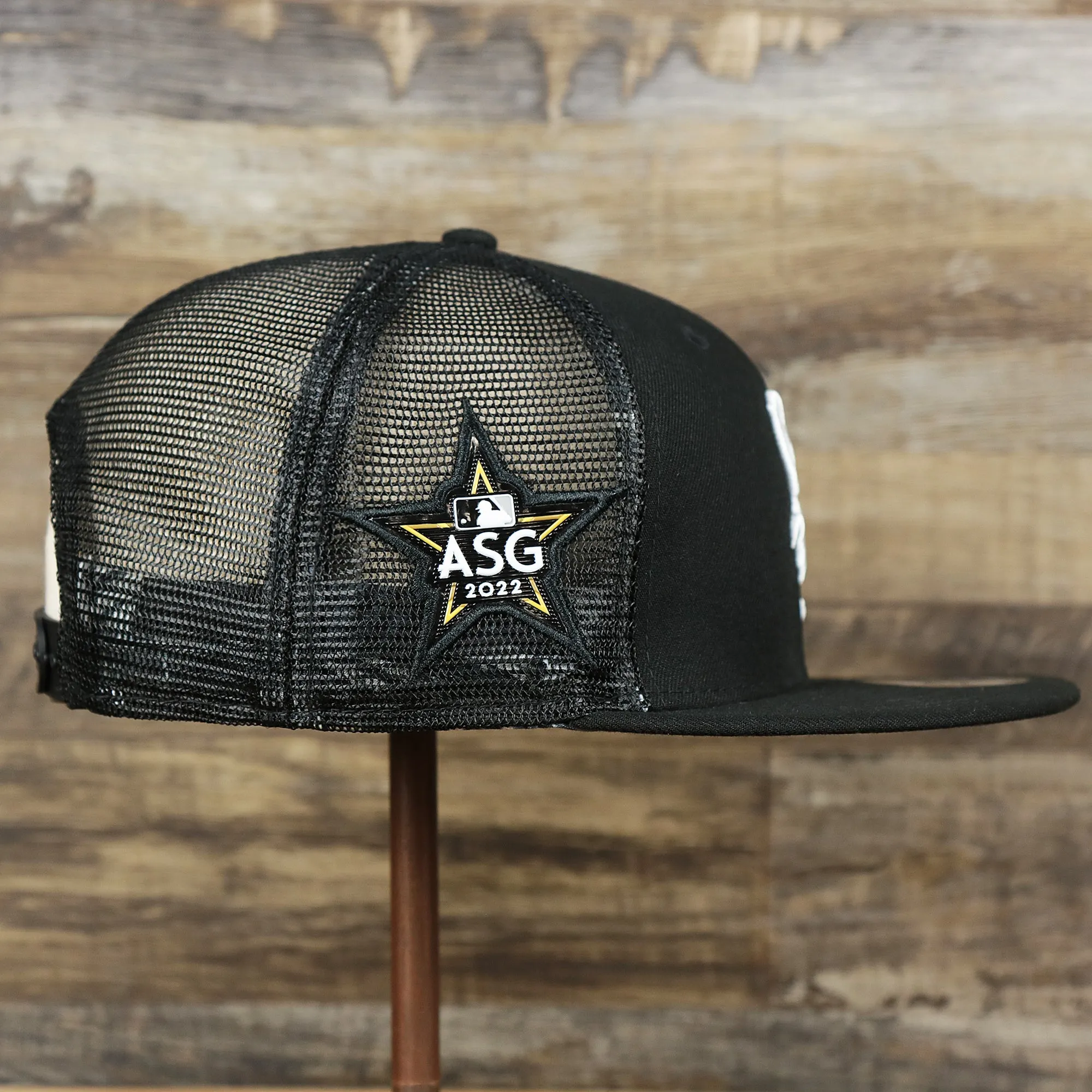 Chicago White Sox Metallic All Star Game MLB 2022 Side Patch 9Fifty Mesh Snapback | ASG 2022 Black Trucker Hat