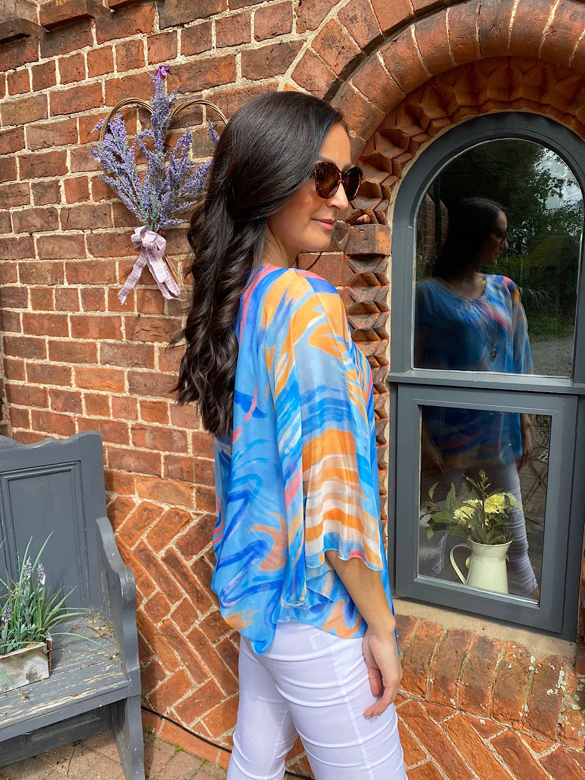 Chiffon Brushstroke Batwing Top Kia