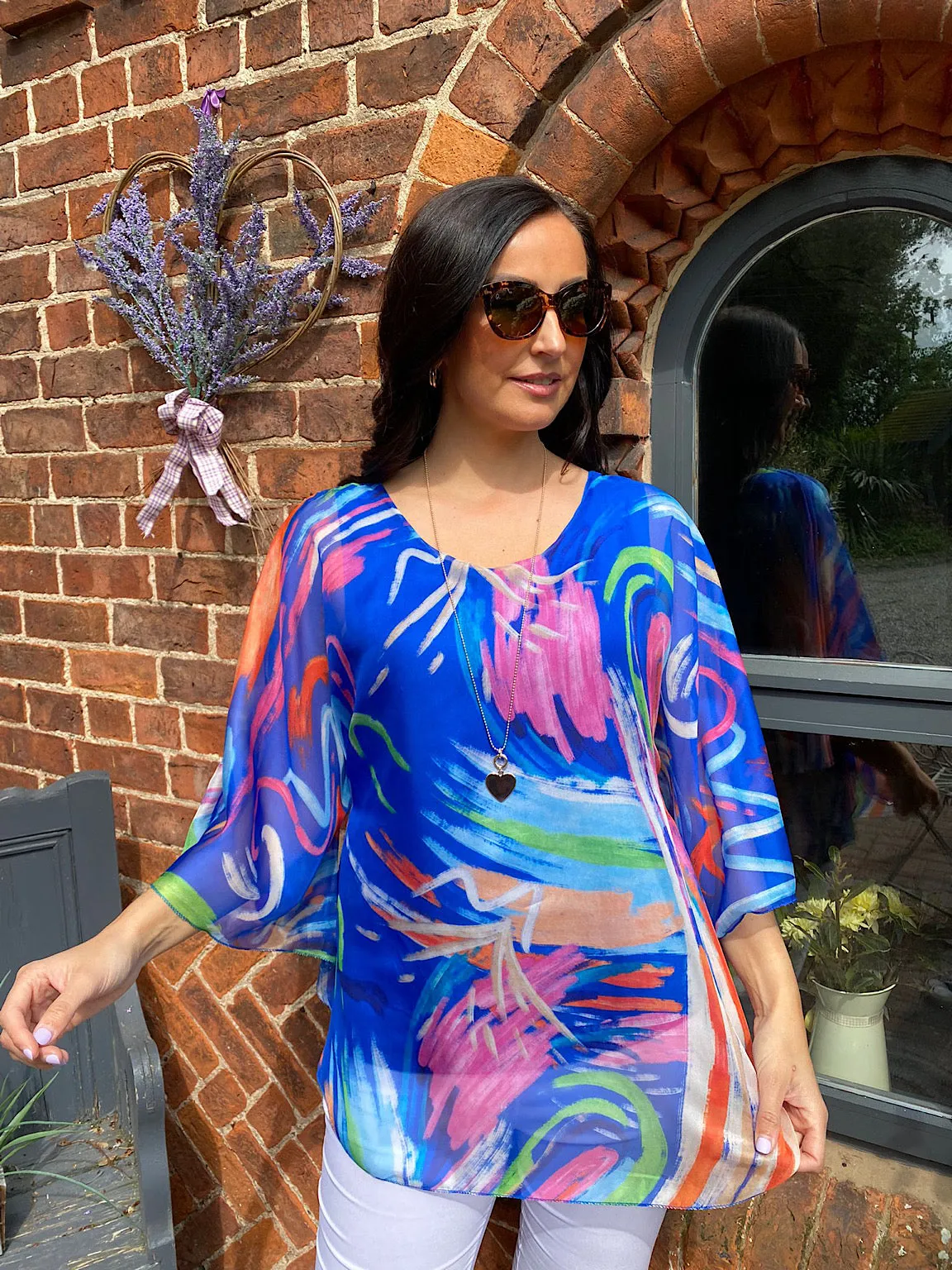 Chiffon Brushstroke Batwing Top Kia