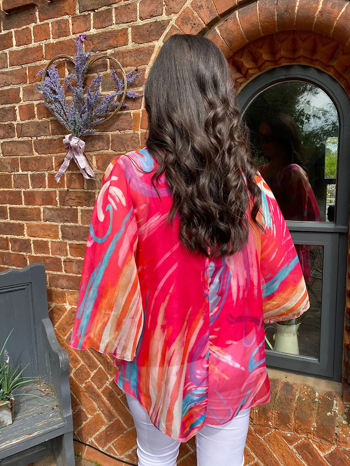 Chiffon Brushstroke Batwing Top Kia