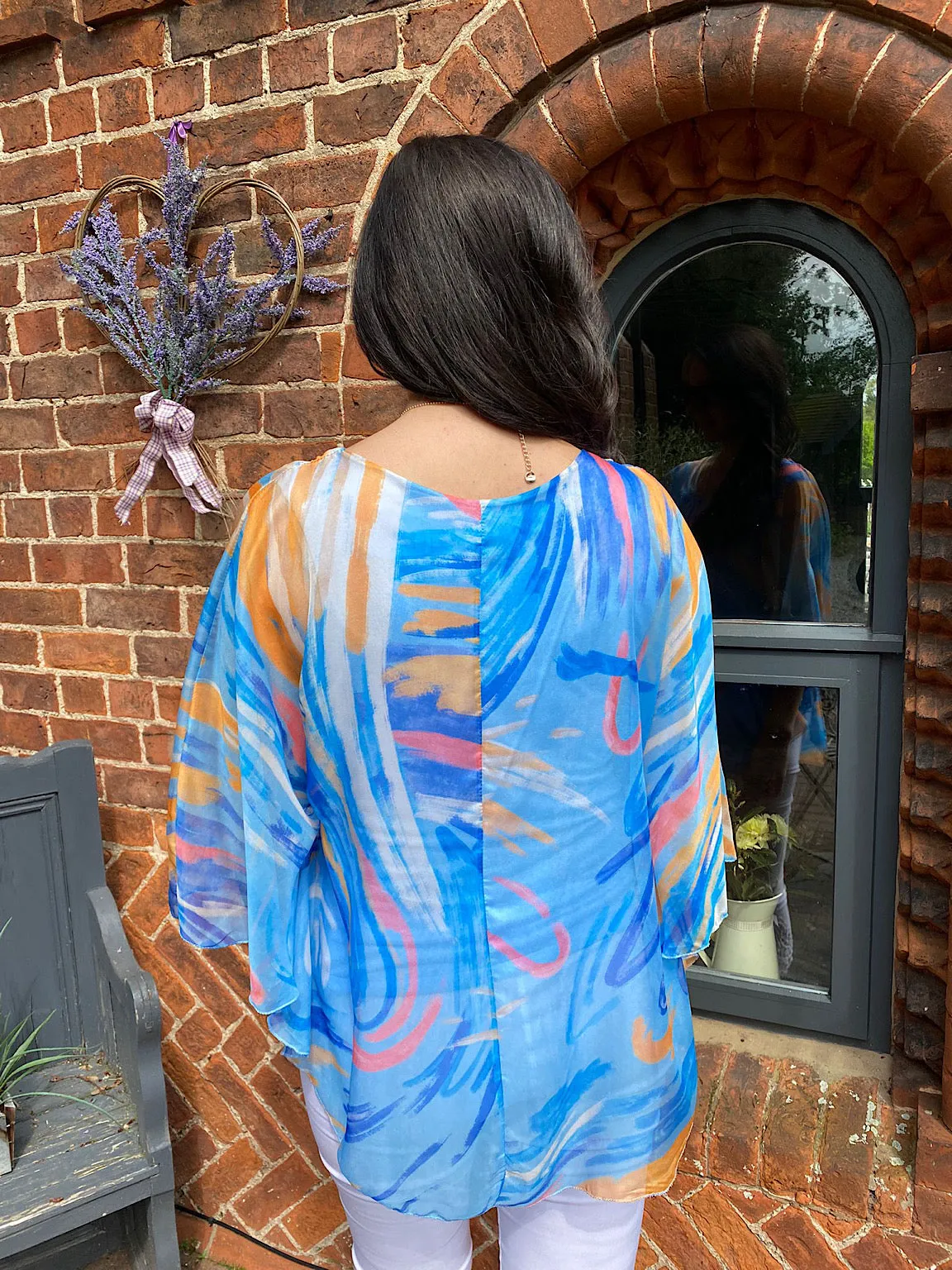 Chiffon Brushstroke Batwing Top Kia