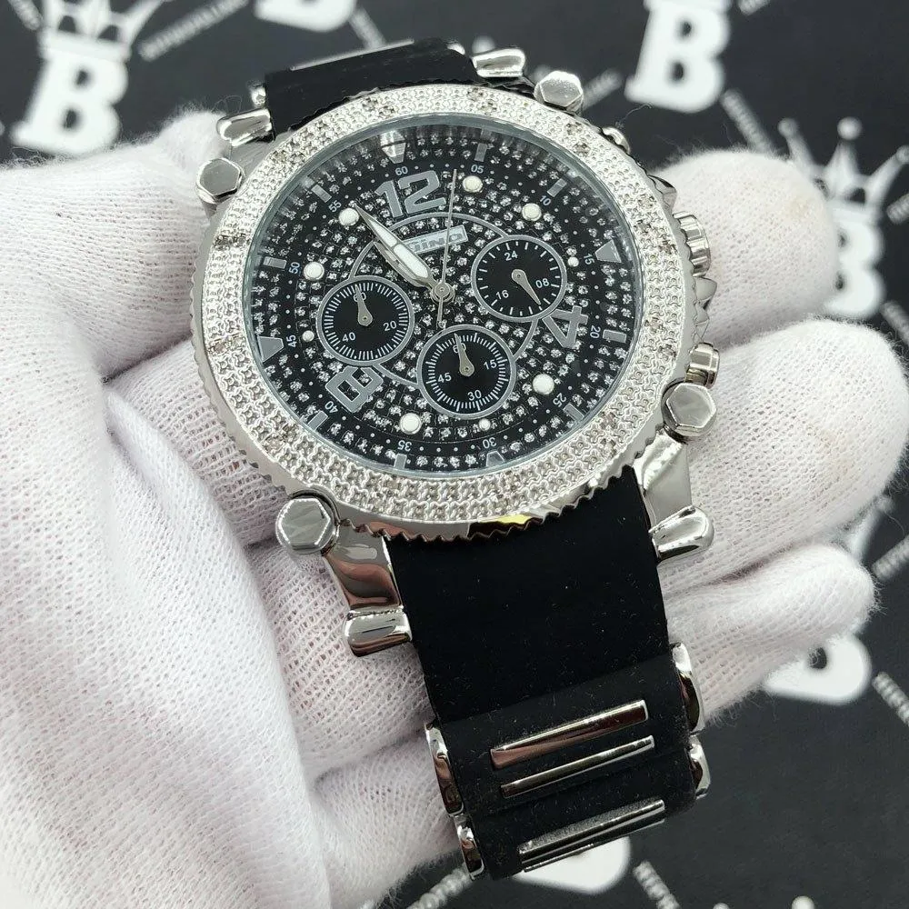 Chrono Rubber .25 Carat Diamond Hip Hop Watch JoJino