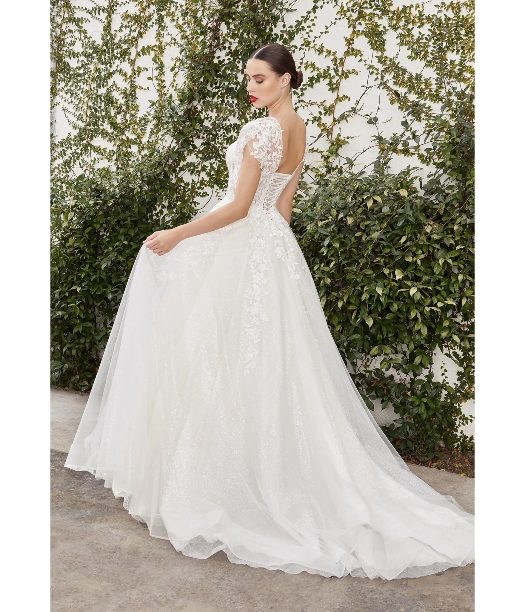 Cinderella Divine  Ivory Floral Glitter Tulle Bridal Ball Gown