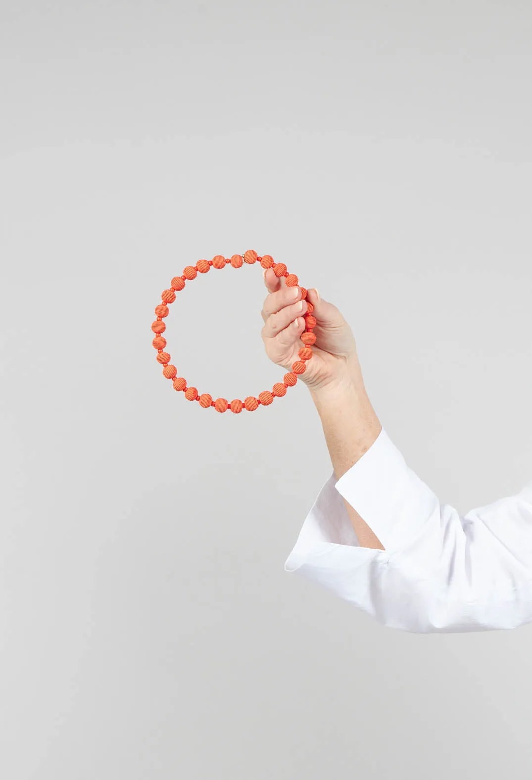 Coral Springwire Woven Ball Necklace