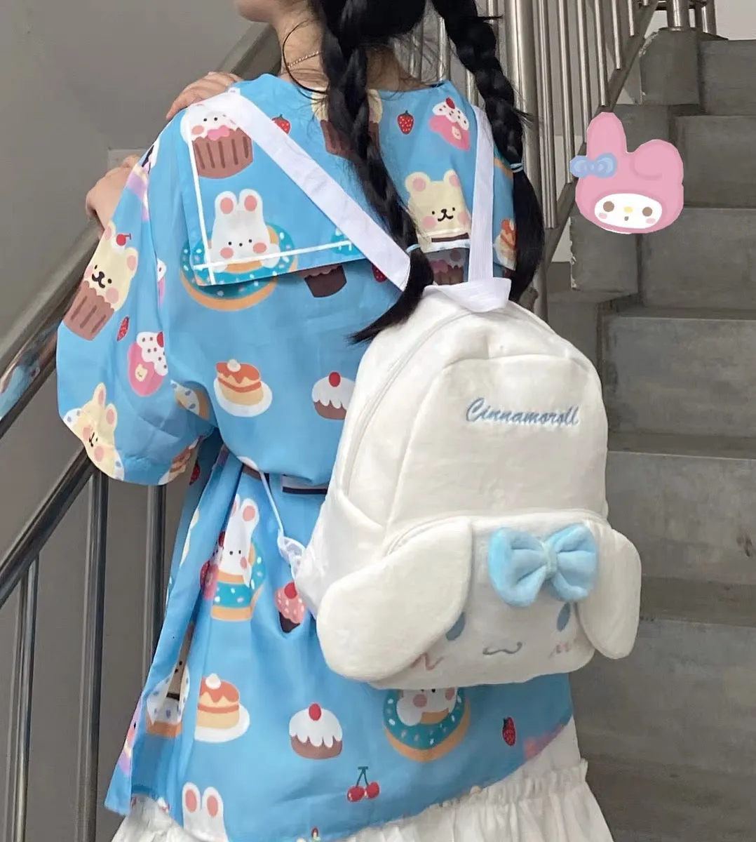 CUTE “HELLO KITTY & KUROMI” CARTOON PLUSH BACKPACK BY70098