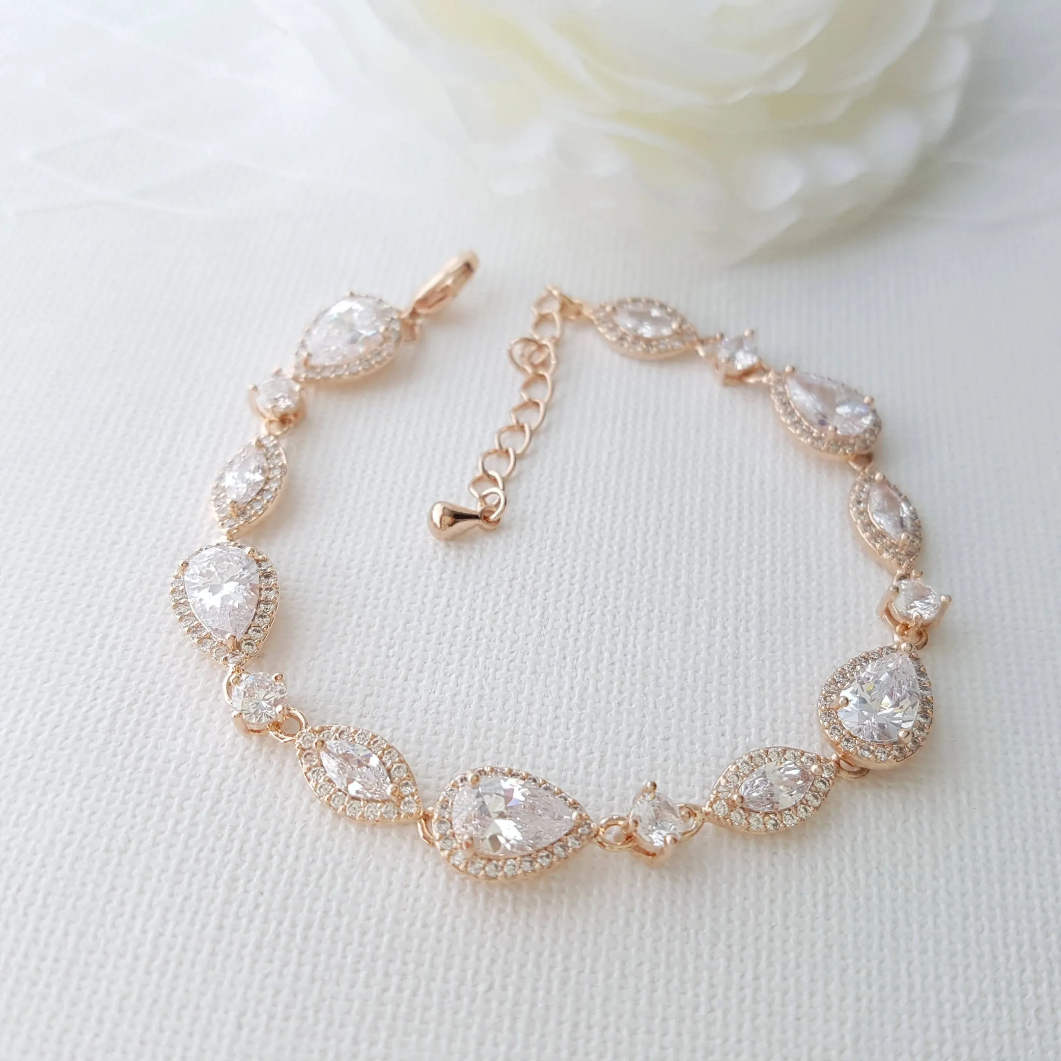 Dainty Rose Gold Bridal Bracelet-Ari