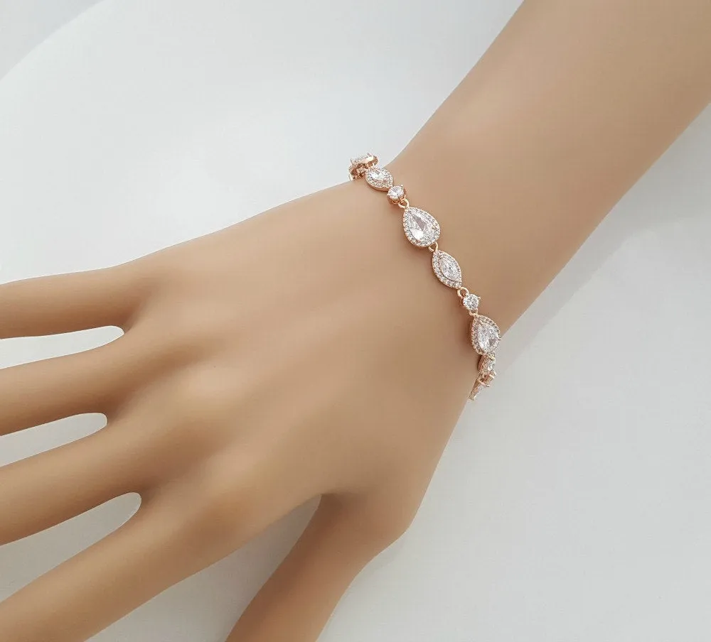 Dainty Rose Gold Bridal Bracelet-Ari