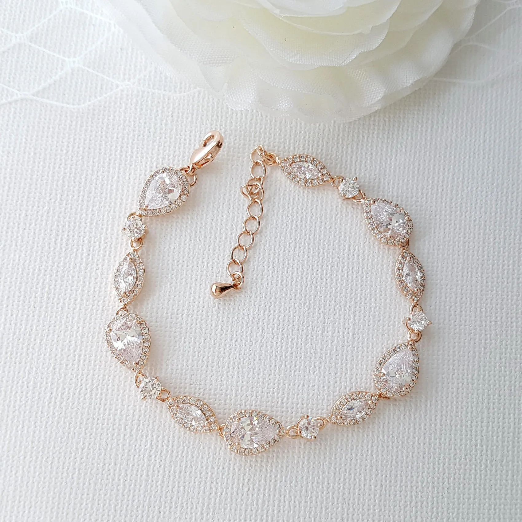 Dainty Rose Gold Bridal Bracelet-Ari