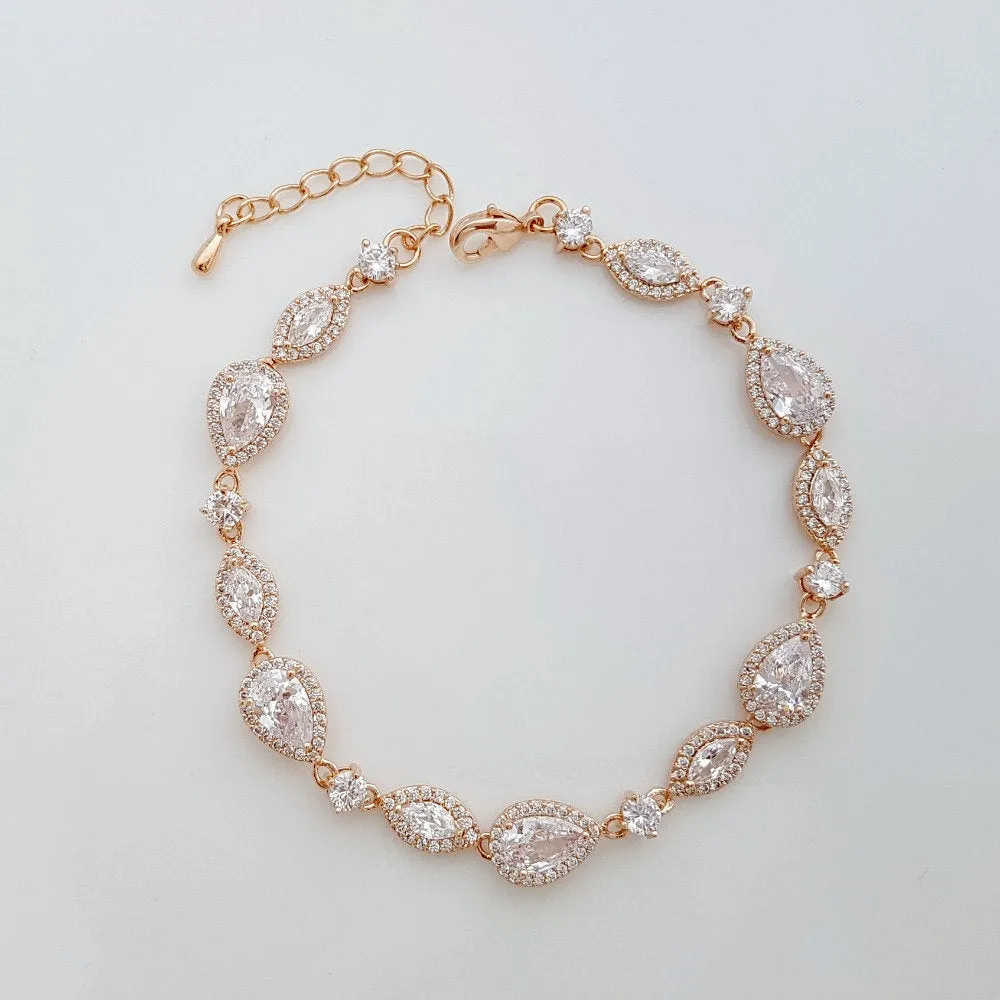 Dainty Rose Gold Bridal Bracelet-Ari