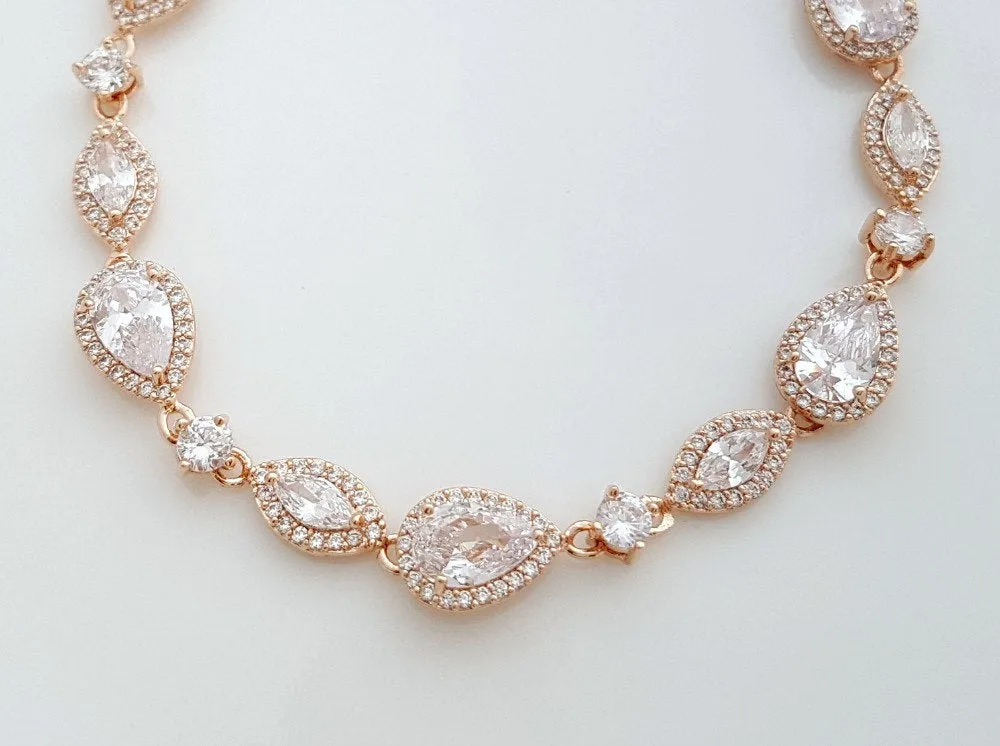 Dainty Rose Gold Bridal Bracelet-Ari