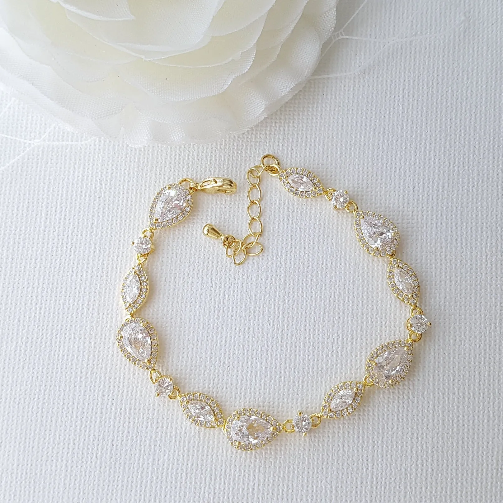 Dainty Rose Gold Bridal Bracelet-Ari