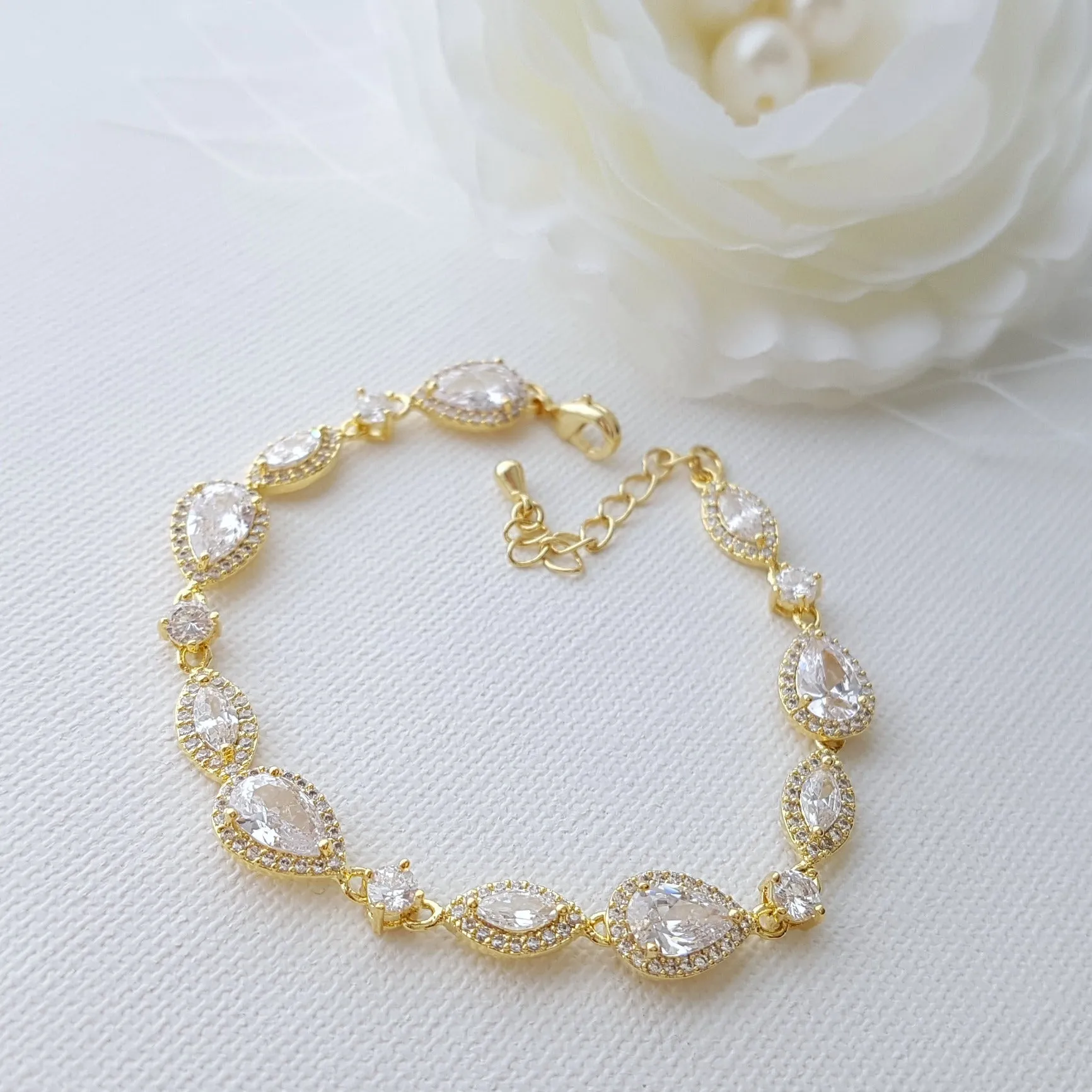 Dainty Rose Gold Bridal Bracelet-Ari