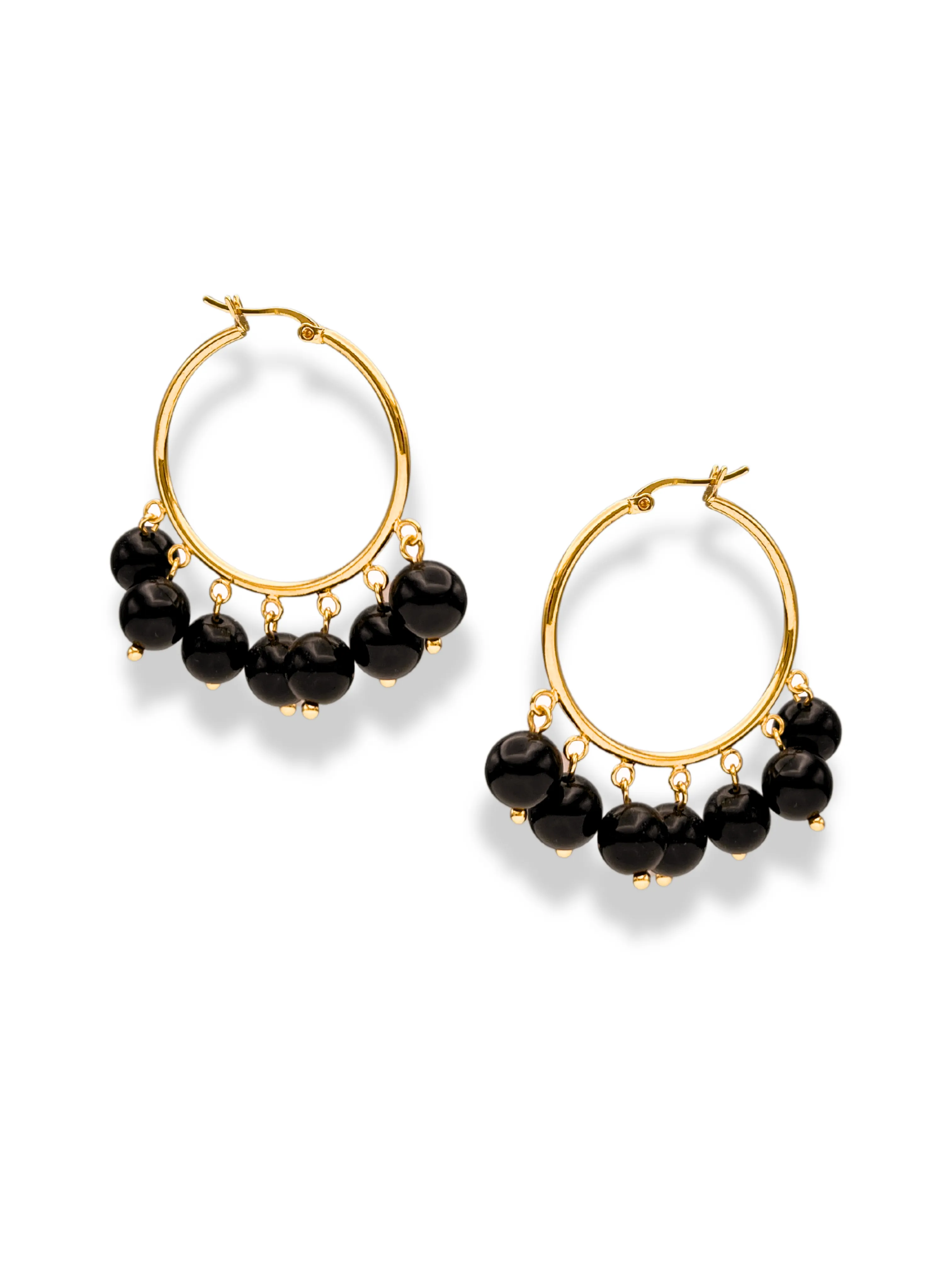 Daniela Hoop Onyx Earrings