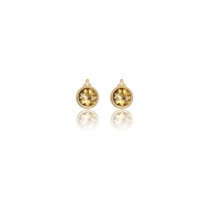 Diamonds by Georgini - Natural Citrine and Two Natural Diamond November Earrings Gold