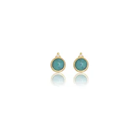 Diamonds by Georgini - Turquoise and Two Natural Diamond December Earrings Gold Plate