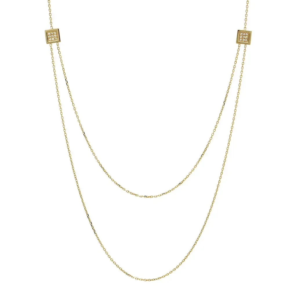 Double Parabola Fair & Square Diamond Charm Necklace