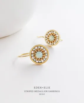 EDEN + ELIE Striped Medallion drop earrings - mint