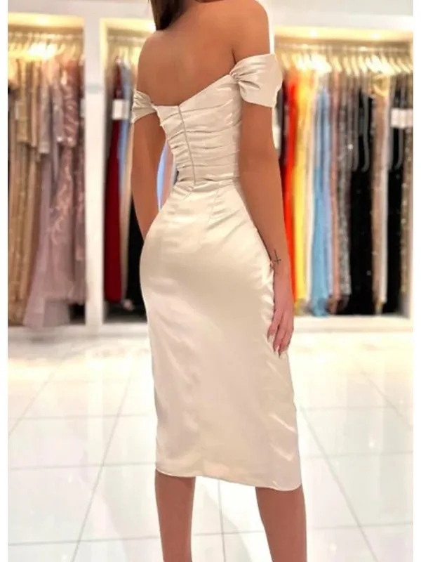 Elegant Off the Shoulder Mermaid Long Prom Dress Evening Dress with Side Slit, OL781