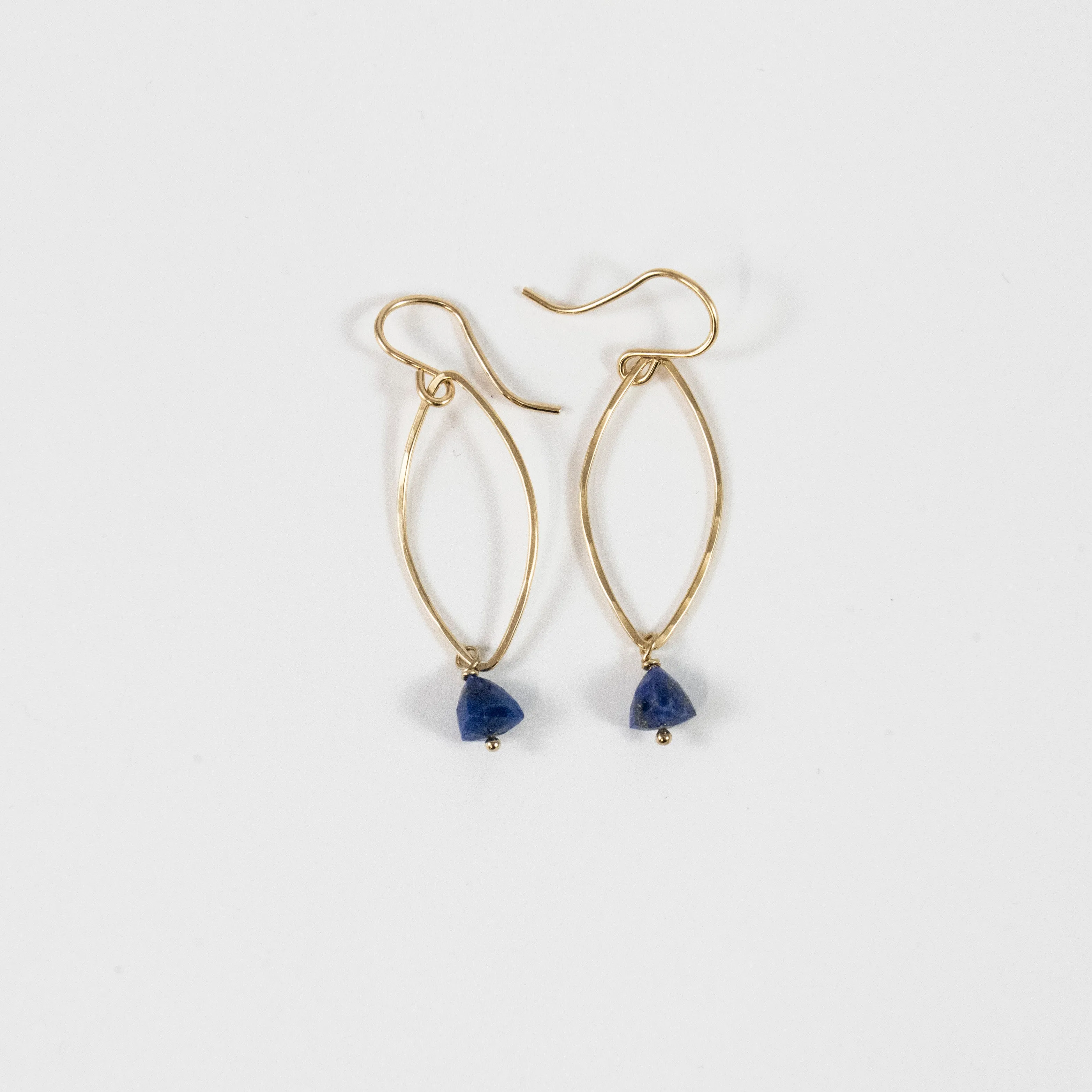 Extra Small Gold-fill Shield Earrings with Lapis
