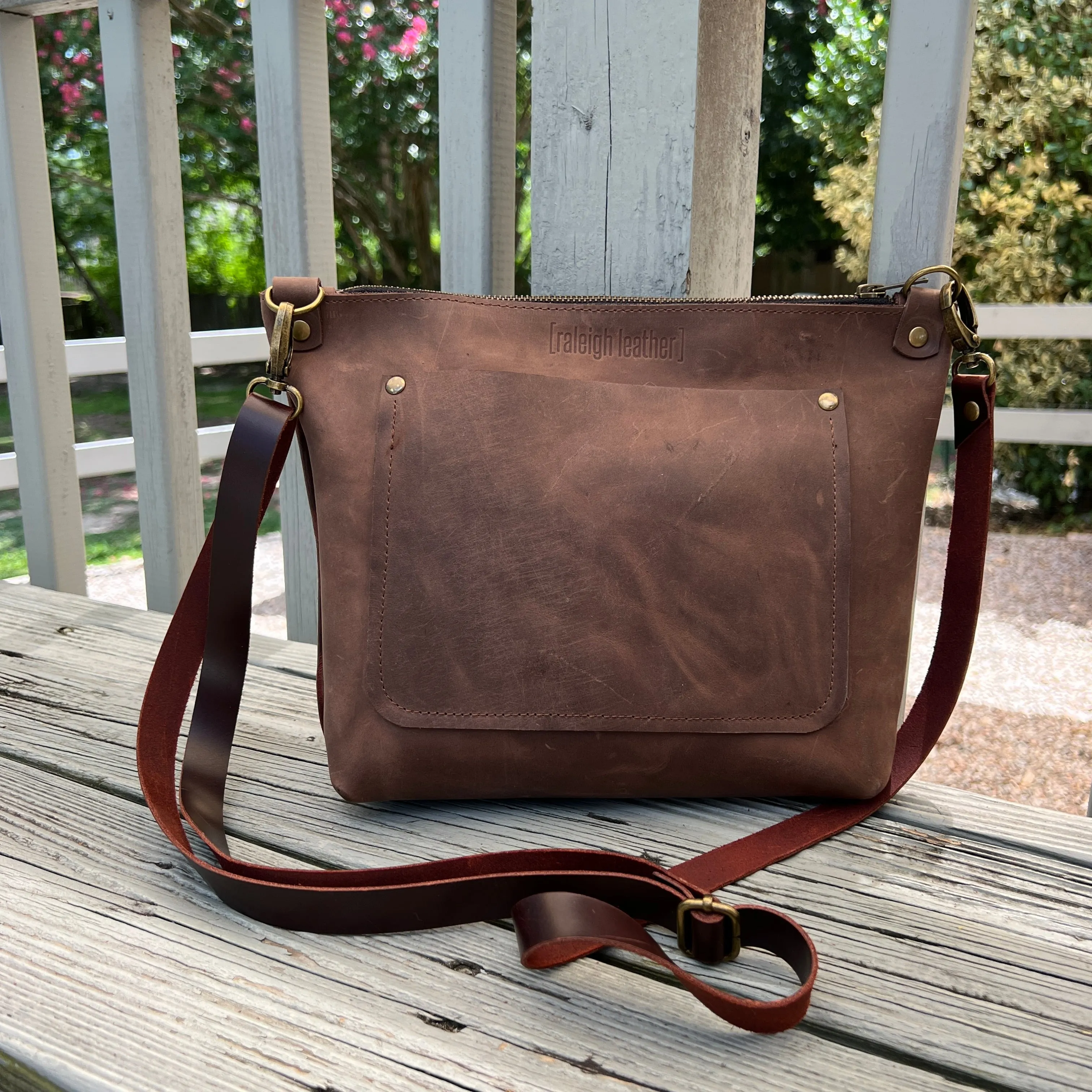 Fall - Just Go Zippered Crossbody Bag- Waxed Dark Cherry