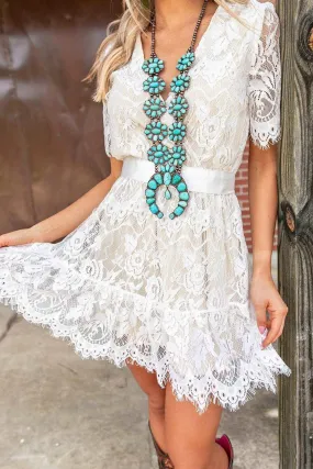 Floral Lace V-Neck Mini Dress