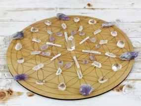 Flower of Life Crystal Grid Plate, Multiple Sizes