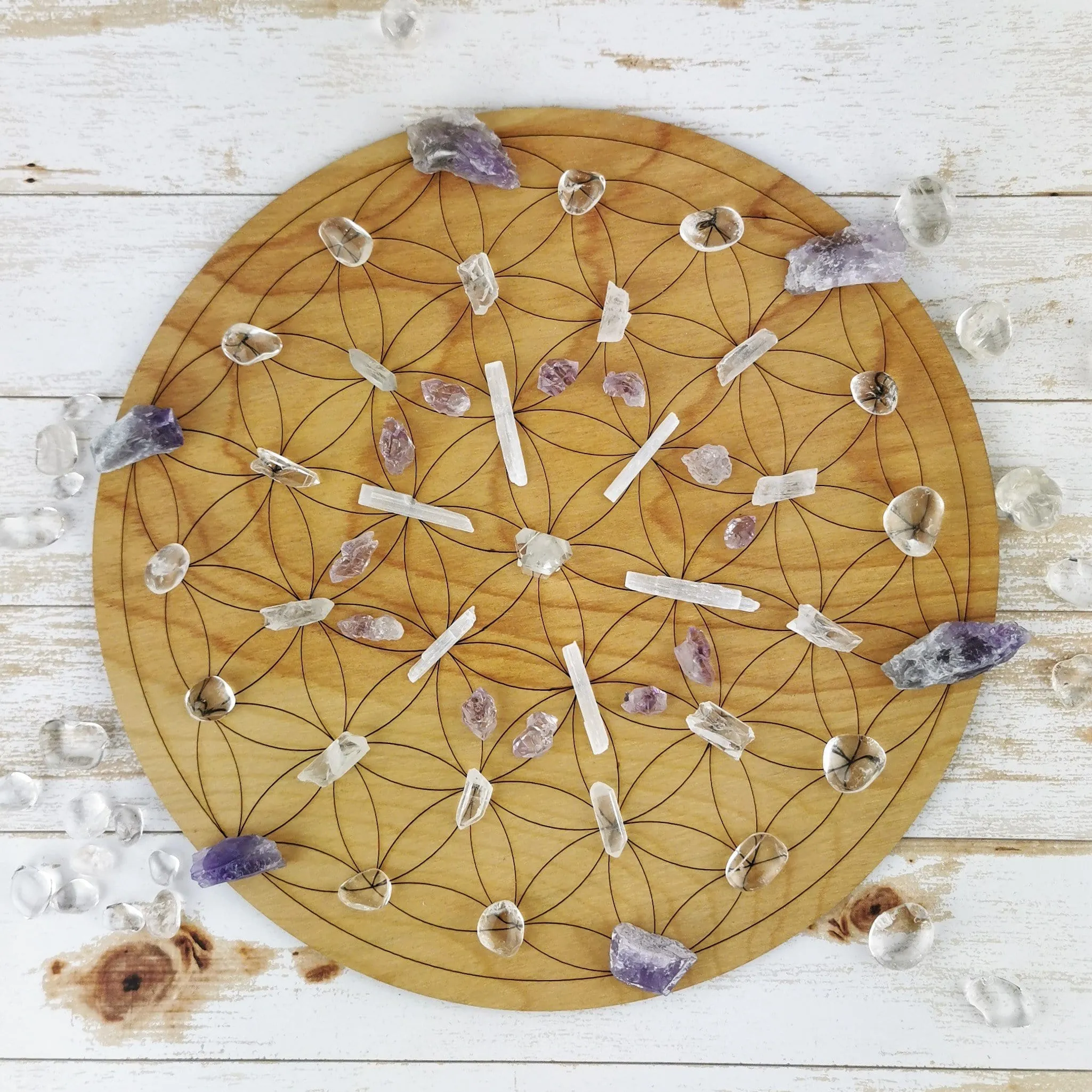 Flower of Life Crystal Grid Plate, Multiple Sizes