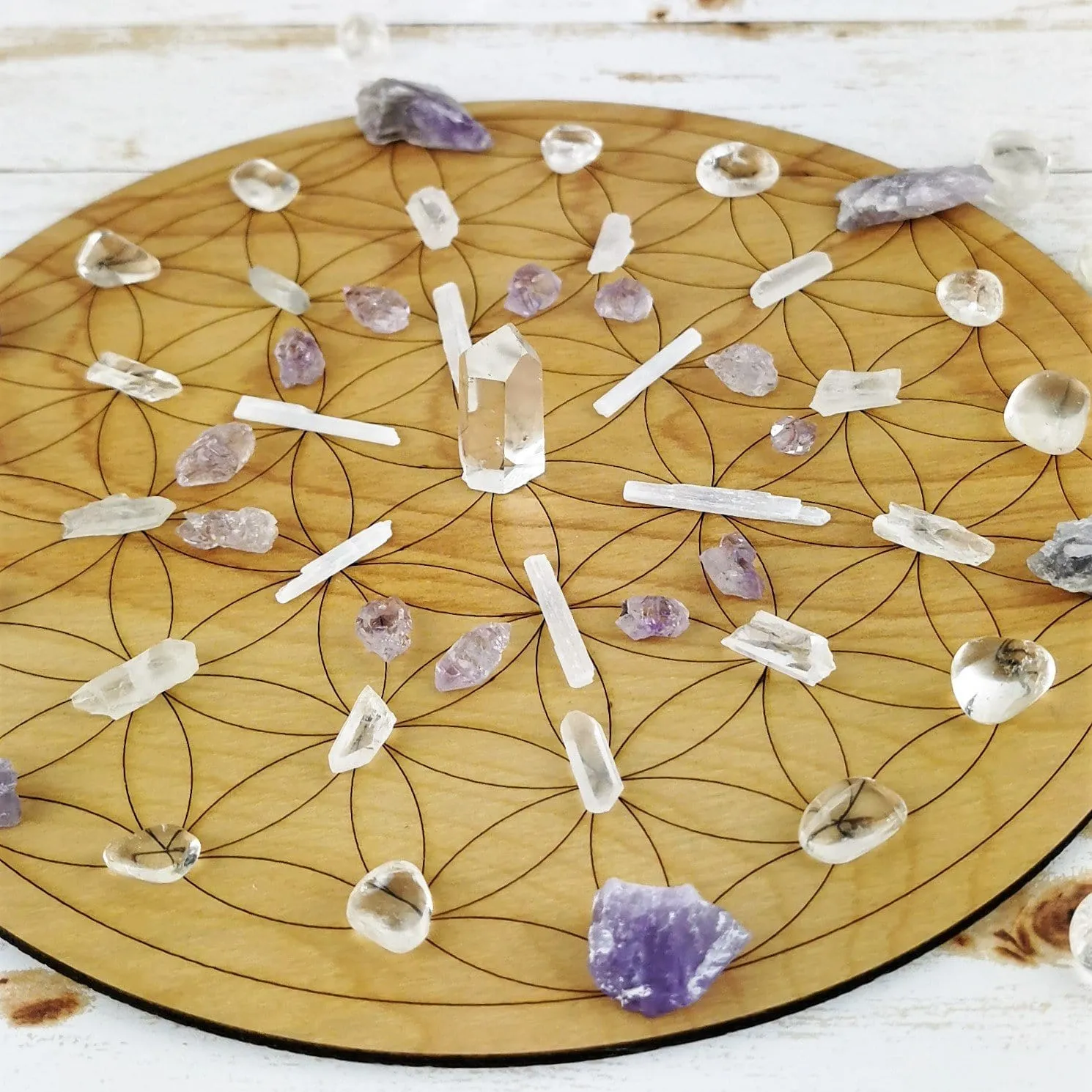 Flower of Life Crystal Grid Plate, Multiple Sizes