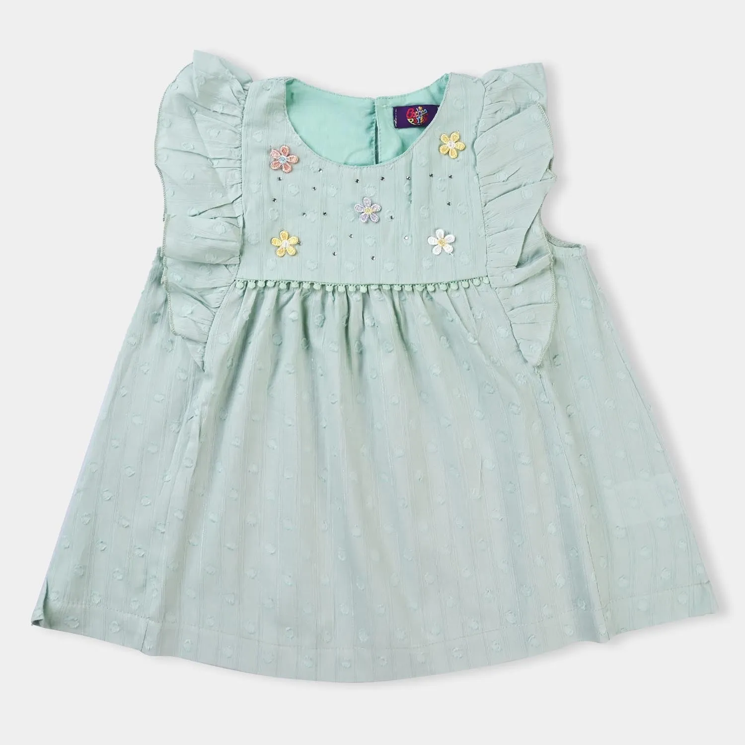 Girls Chiffon Fancy Top-S.Green