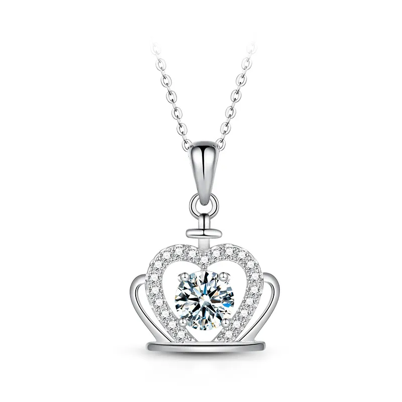 GT39S1041CD-062/GEMODA Women’s Moissanite 1 Carat Brilliant Round “Corrine” Crown Necklace 