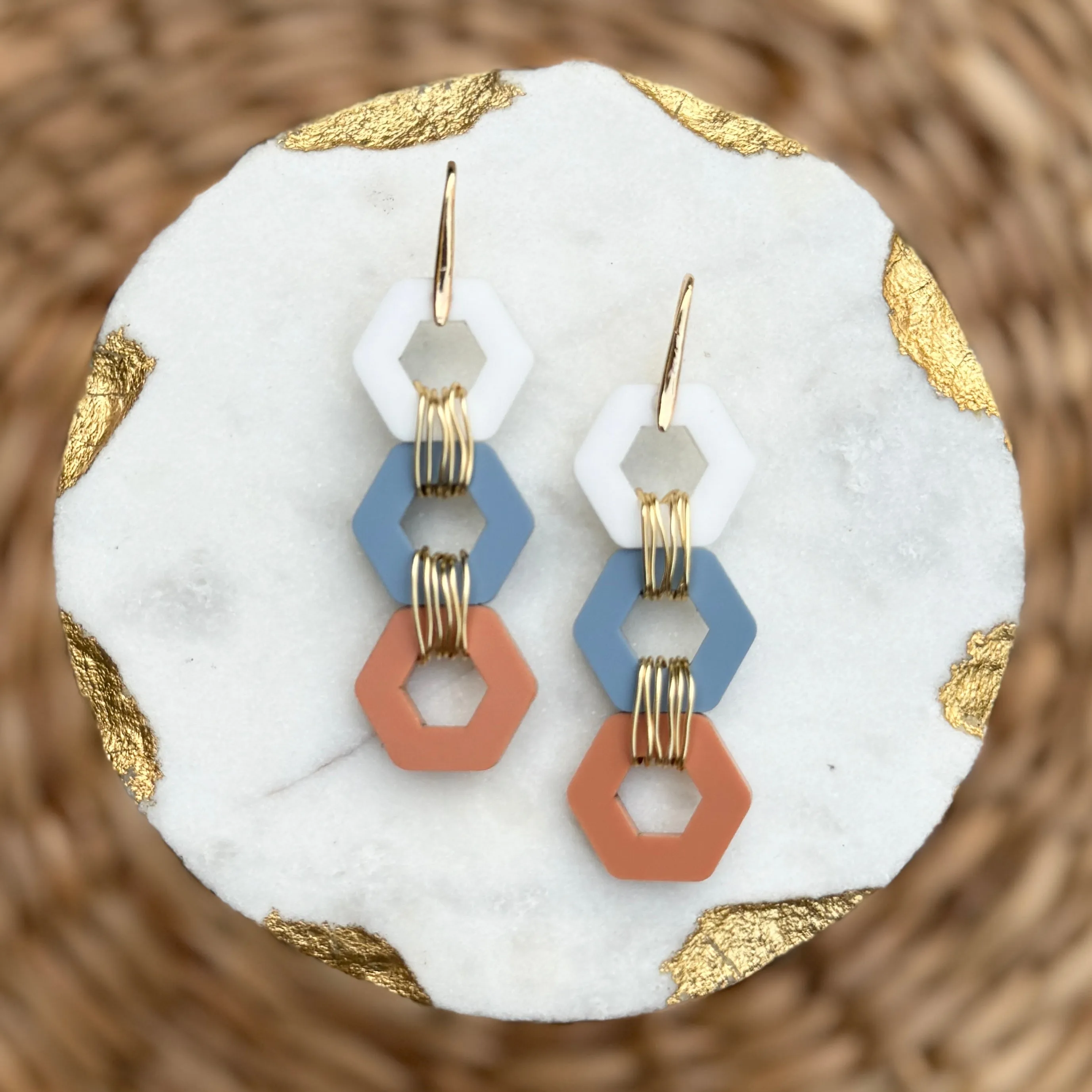 Hex Stacks - Multi - Acrylic Earrings