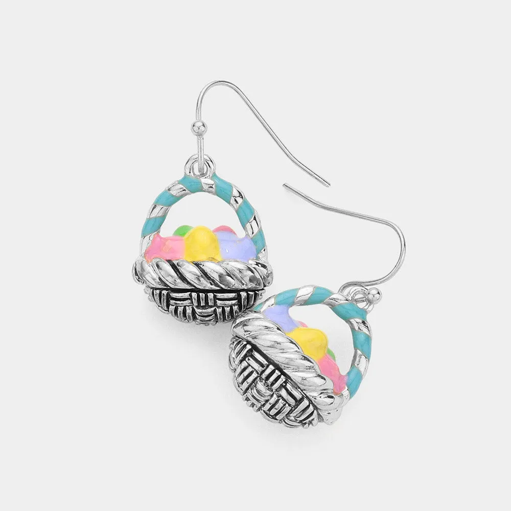 iLLASPARKZ Enamel Easter Egg Basket Dangle Earrings