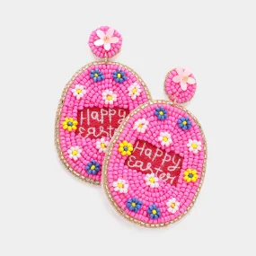 iLLASPARKZ Happy Easter Message Felt Back Seed Beaded Egg Dangle Earrings