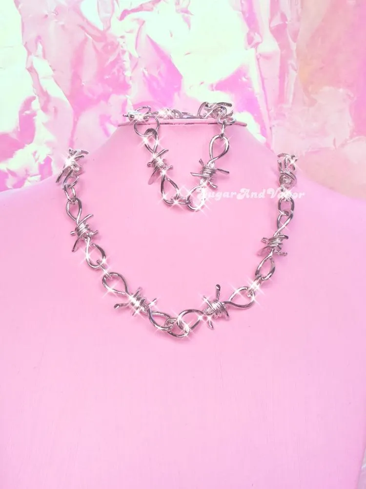 Iron Thorns Necklace+Bracelet Set