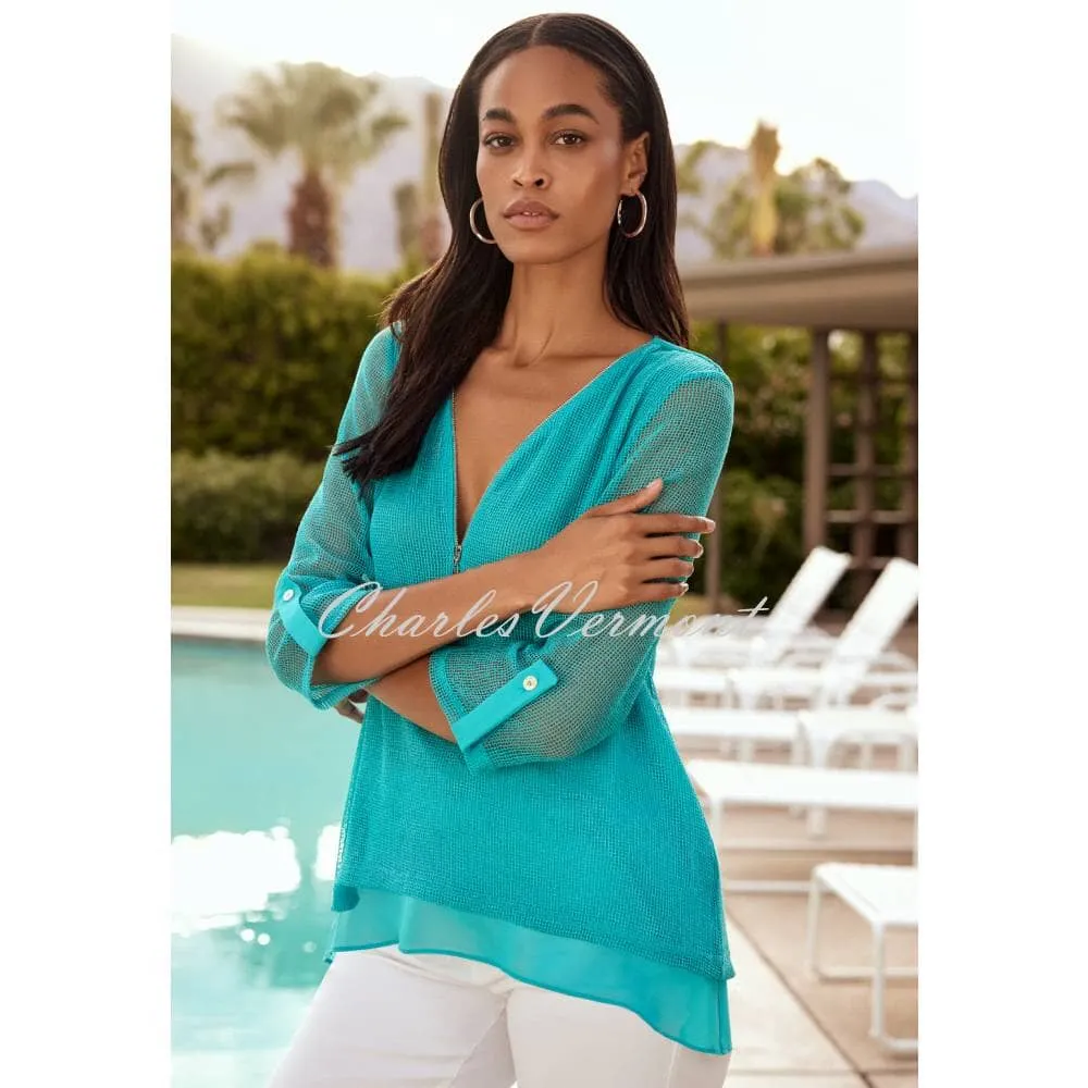 Joseph Ribkoff Crochet V-Neck Top - Style 231056 (Palm Springs)