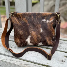 Just Go Zippered Crossbody Bag - Brindle Cowhide