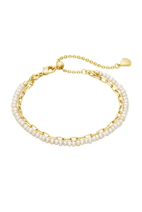 Kendra Scott Lolo Multi Strand Bracelet-- Gold White Pearl