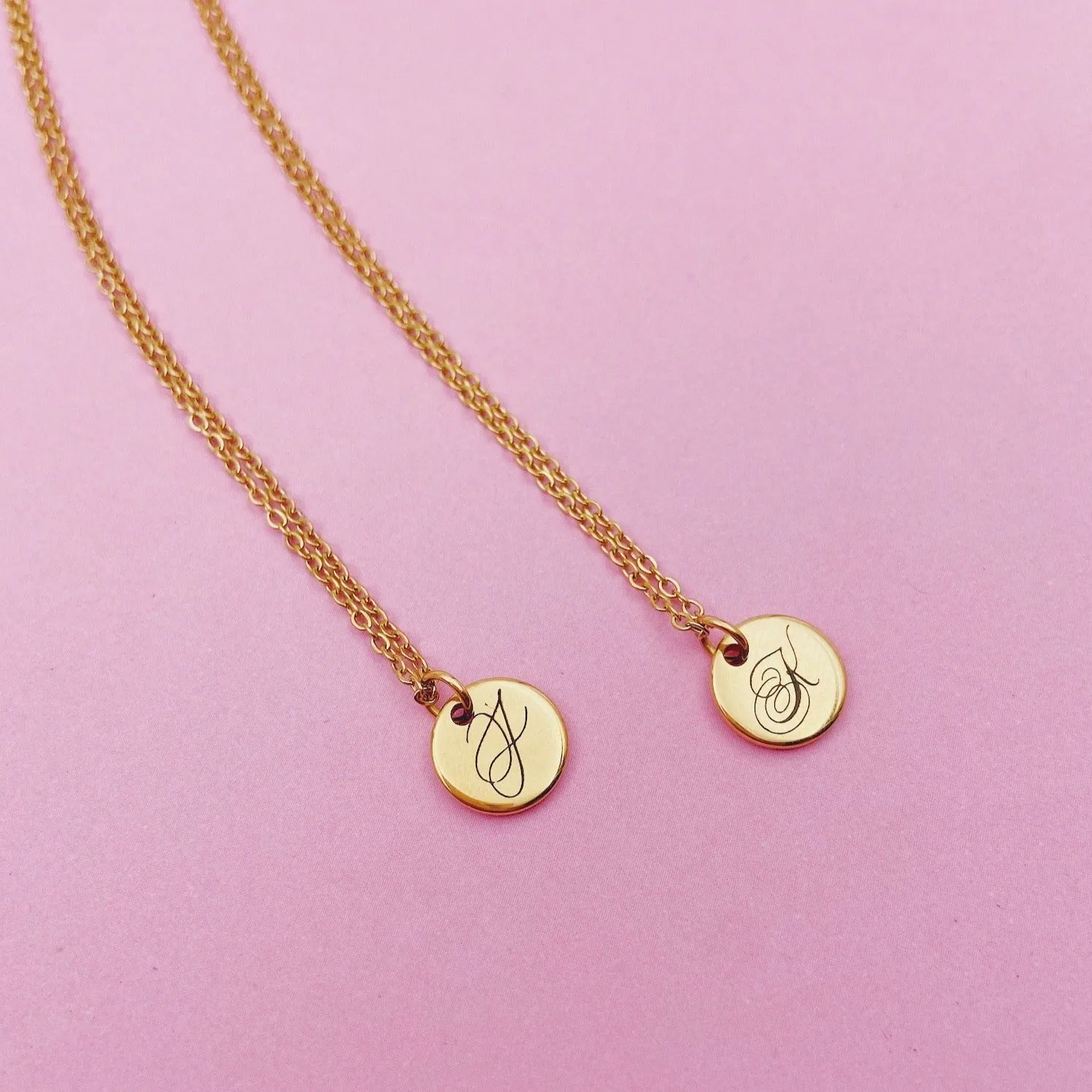 Lazer Engraved 11MM Monogram Disc Necklace